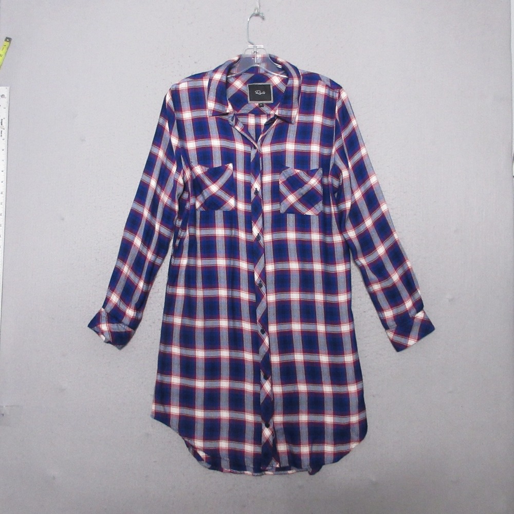 Rails Shirt Dress Plaid‎ Blue Red Button Up Grunge Festival Indie Boho Layer